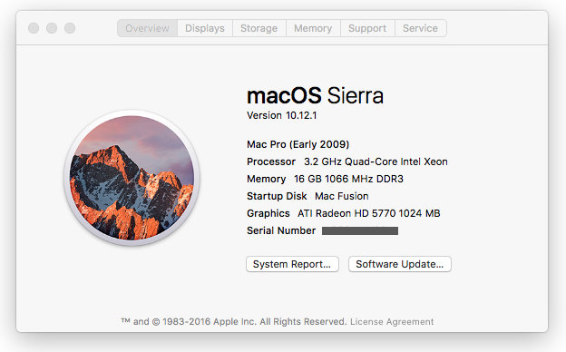 Screenshot of my Mac Pro's 'About This Mac' before I upgraded the CPU